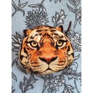 Tiger Face Coin Purse | Novelty Animal Zipper Pouch | Y2K Animal Print Accessory
